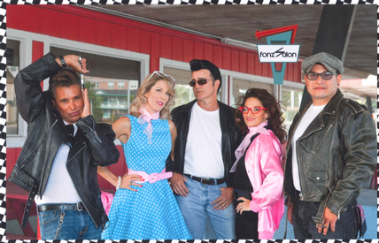 Aimee with the staff of Fonz Salon in their "Grease" costumes!