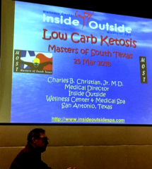 Dr. Christian giving a LoCarb/Ketosis Seminar at Masters of South Texas Swim Team. 