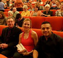 Dr. Christian, Staff Member Sierra Lee and Intern Gilbert Vazquez at Dr. Sapolsky's seminar at Laurie Auditorium.